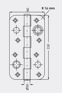 Bisagra de seguridad con dos rodamientos, canto redondo, sin remate final. Herrayma B-3