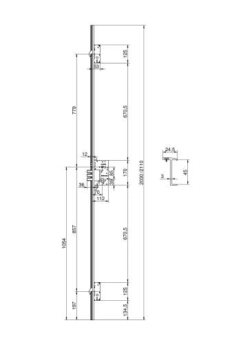 Cerradura de Embutir Multipunto Automática 7145A de 5 puntos Bulones y gancho -Central Cilindro BPS MCM ESPAÑA