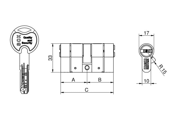 Cilindro SCX PLUS Doble de Alta Seguridad Anti-rotura y Antibumping DOM-MCM