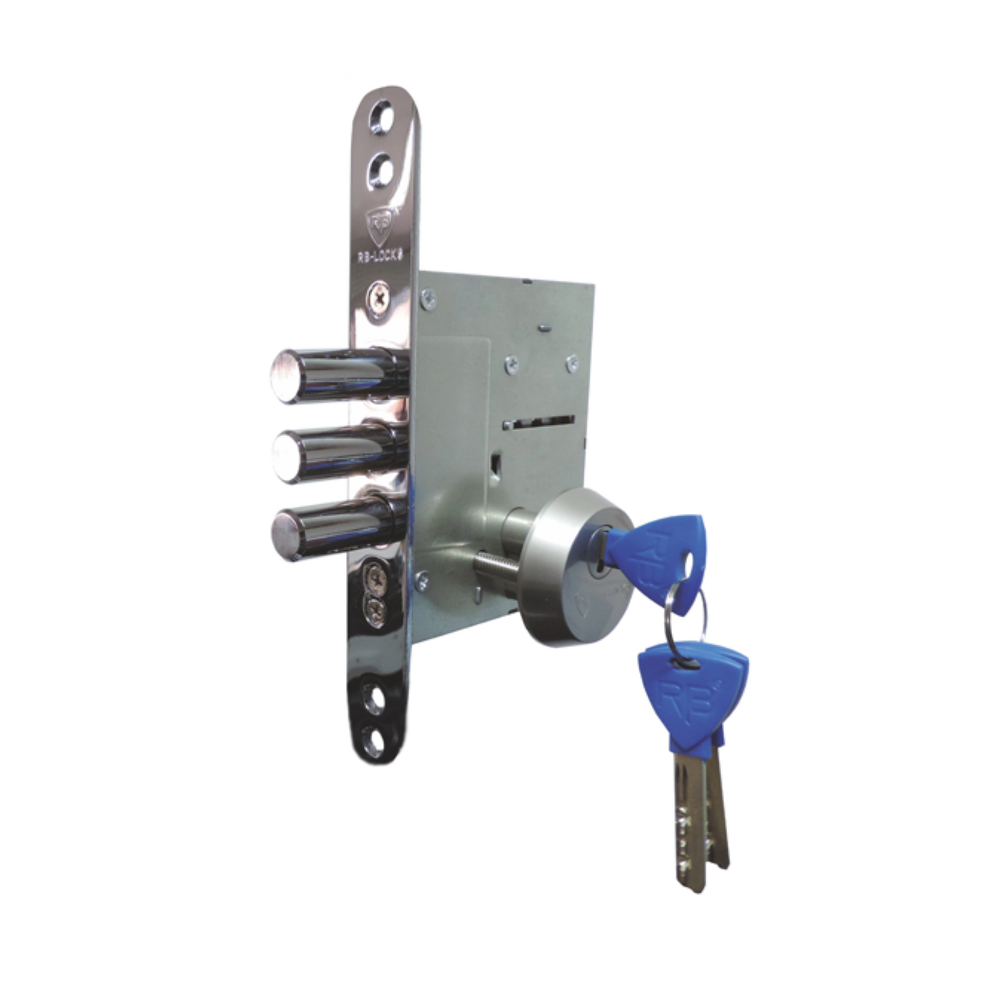 Cerradura de Embutir R80 de 1 Punto de tres bulones + Escudo RB LOCKS