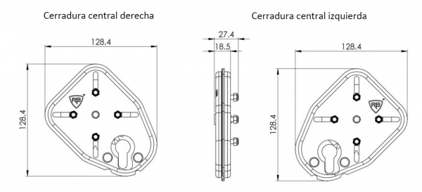 Cerradura de Embutir Multipunto de Cierre Centralizado en Cruz Escudo Exterior Cilindro Keylocx RB LOCKS ISRAEL