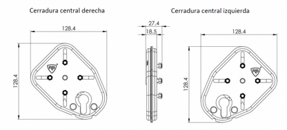 Cerradura de Embutir Multipunto de Cierre Centralizado en Cruz Escudo Exterior Cilindro Locxis RB LOCKS ISRAEL