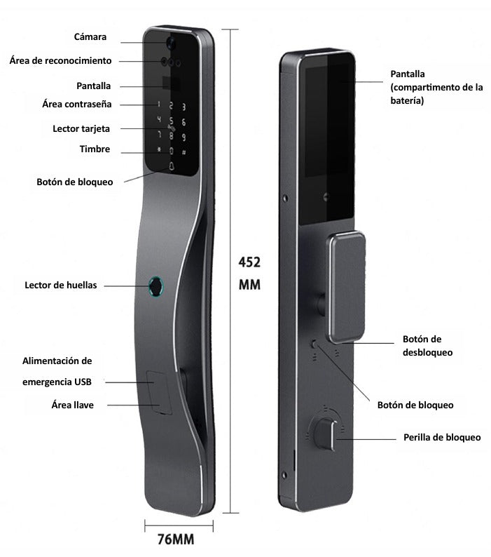 Cerradura Inteligente LP30 con Reconocimiento Facial – Sistema de Cierre Multipunto